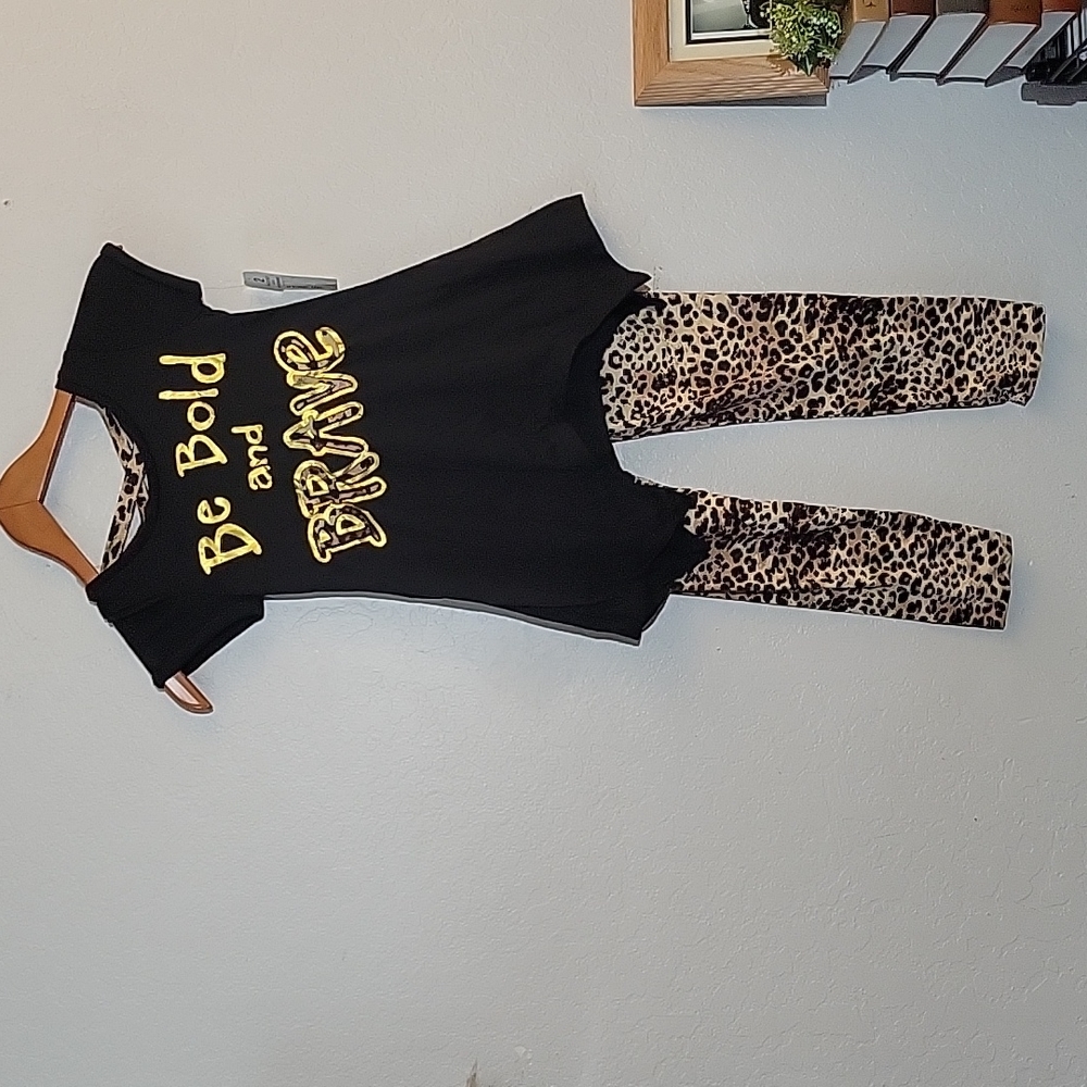 ONE STEP UP Be Brave Leopard Set w Headband Small 7/8